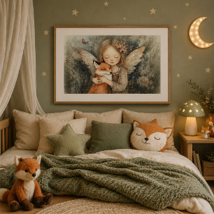 Whimsischer Winterwaldlandhaus Fee & Fox Kinderzim Poster