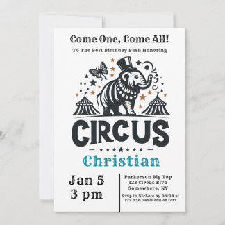 Whimsischer Zirkus Geburtstagsbash Einladung