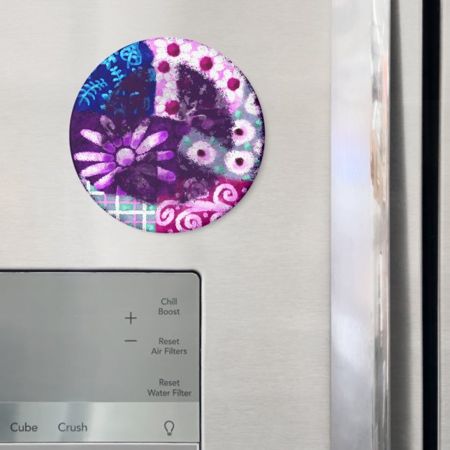 Whimsisches Abstraktes Friedenszeichen Blumenrosa  Magnet (In Situ (Kühlschrank))