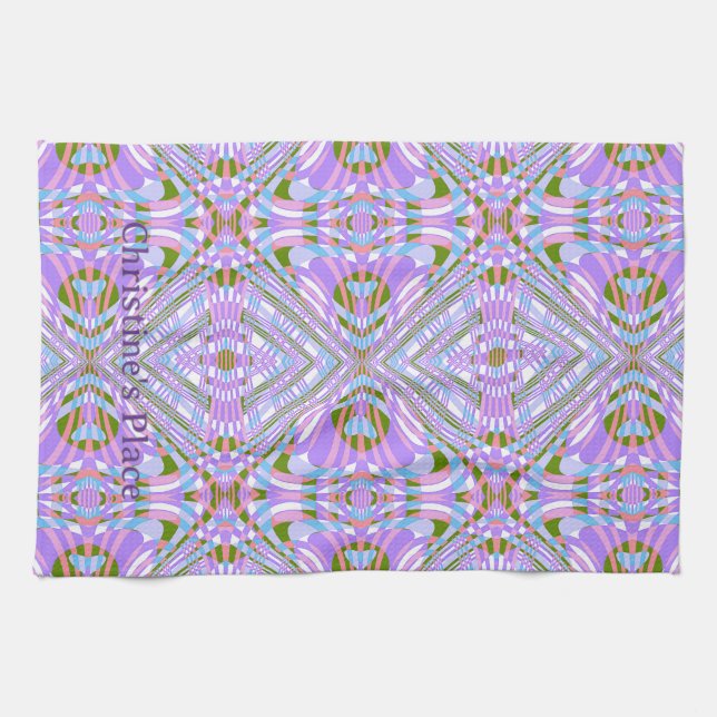 Whimsisches abstraktes geometrisches Diamantmuster Geschirrtuch (Horizontal)