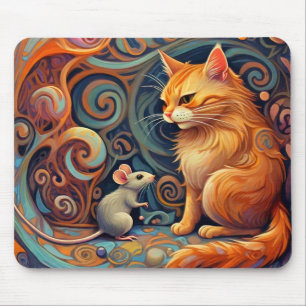 Whimsisches Abstraktes Katzen- und Mauspad