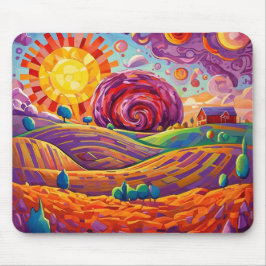 Whimsisches Abstraktes Landschaftsbild Mousepad