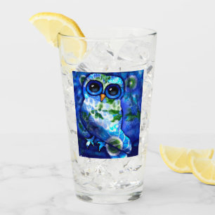 Whimsisches Abstraktes Owl Blumengrün Glas