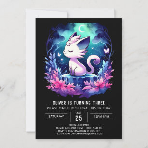 Whimsisches Adorable Cat Geburtstag Einladung