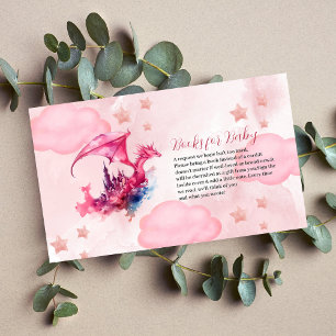 Whimsisches Aquarell Rosa Drachenbücher für Baby Begleitkarte