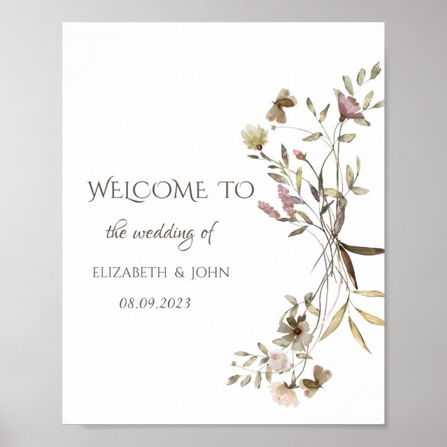 Whimsisches Aquarell-Wildblume Poster (Vorne)