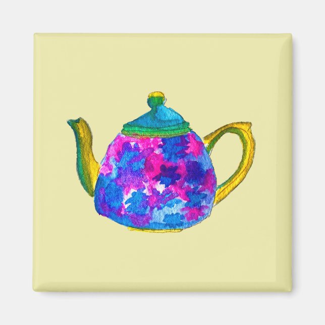 Whimsisches Aquarellteapot Magnet (Vorne)