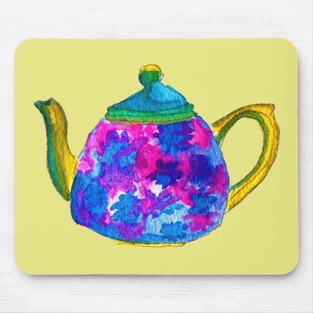 Whimsisches Aquarellteapot Mousepad (Vorne)