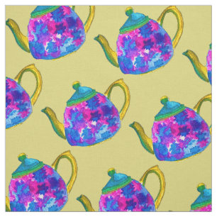 Whimsisches Aquarellteapot Stoff