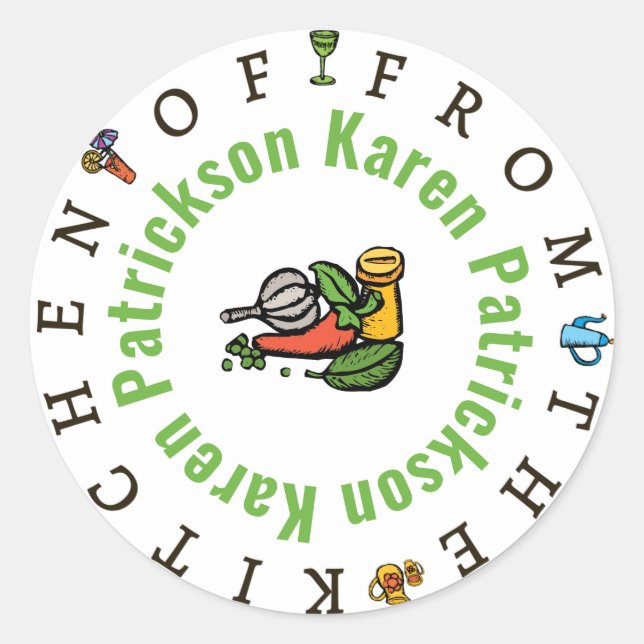 Whimsisches Aufkleber "aus der Küche" (Vorderseite)