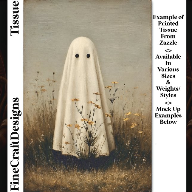 Whimsisches Blatt Ghost in Wildblumen DV6 Decoupag Seidenpapier (Von Creator hochgeladen)