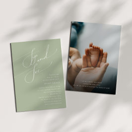 Whimsisches Blatt Grün | Baby Sip and See Foto Einladung