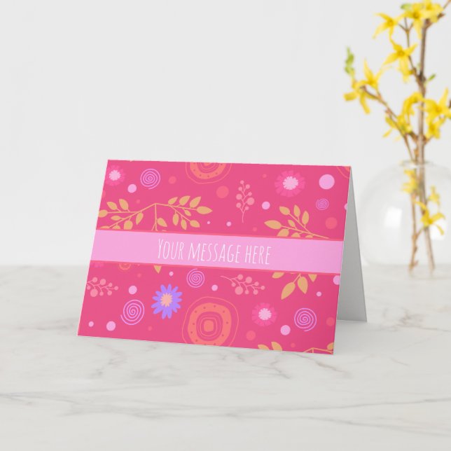 Whimsisches Blume Pink Inspirivity Notecard Karte (Gelbe Blume)