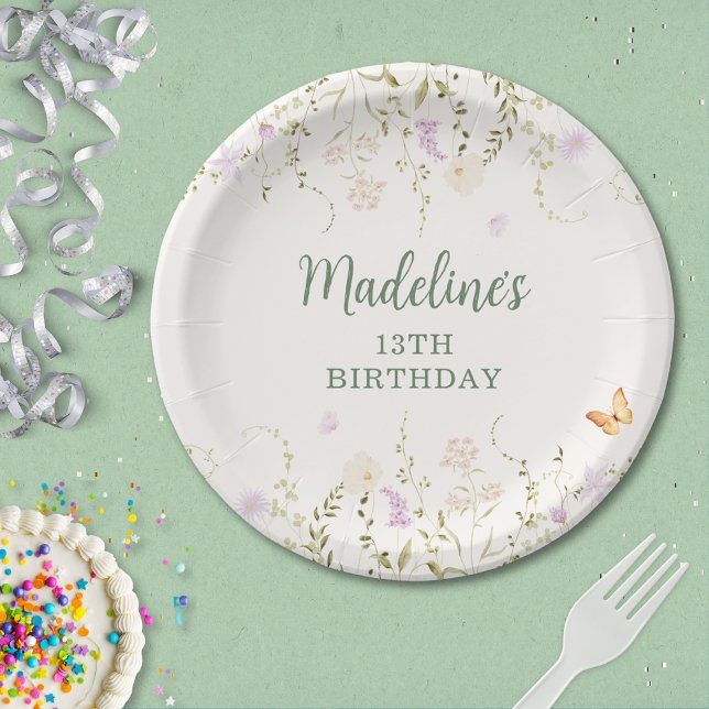 Whimsisches Blumengarten Party Geburtstag Pappteller (Von Creator hochgeladen)