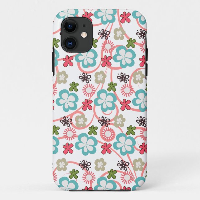Whimsisches Blumenmuster Case-Mate iPhone Hülle (Rückseite)