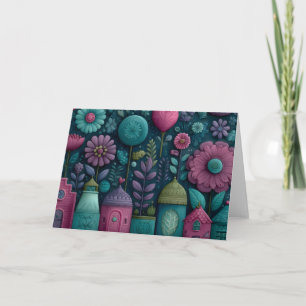 Whimsisches Blumenmuster Karte