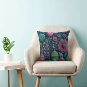 Whimsisches Blumenmuster Kissen