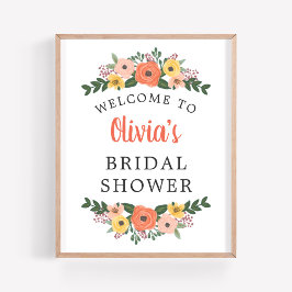 Whimsisches Blush Coral Brautparty Willkommen Poster