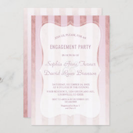 Whimsisches Blush Rose Gold Stripes Engagement Par Einladung
