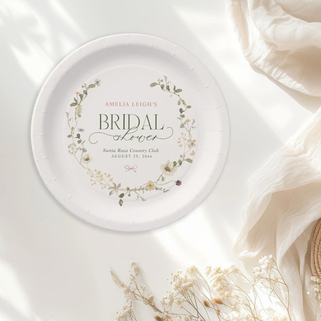 Whimsisches Brautparty "Garden & Bows" Pappteller (Von Creator hochgeladen)