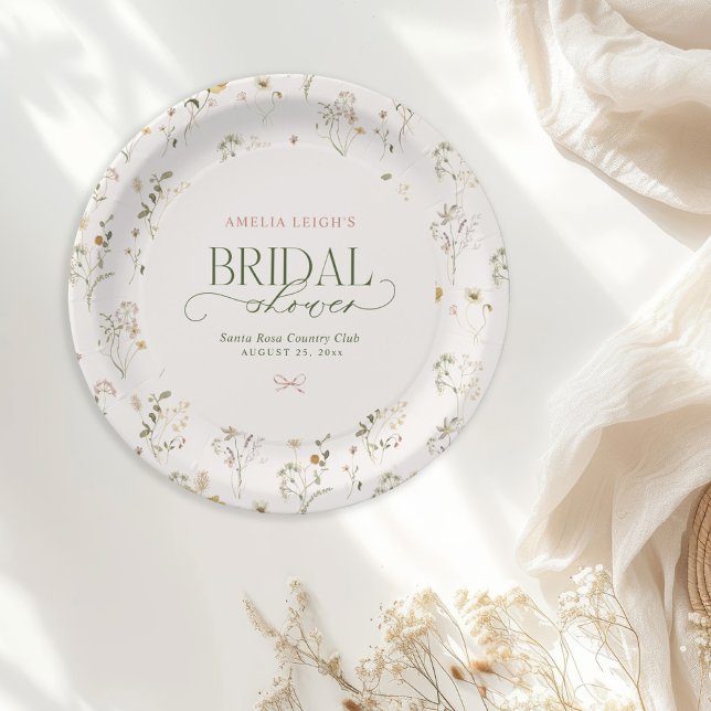 Whimsisches Brautparty "Garden & Bows" Pappteller (Von Creator hochgeladen)
