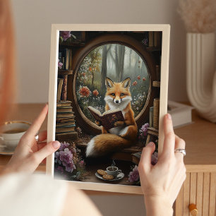 Whimsisches Buch Lover Reading Fox Art Print Poster