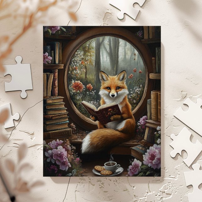 Whimsisches Buch Lover Reading Fox Puzzle (Von Creator hochgeladen)