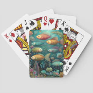 Whimsisches buntes Fisch-Aquarium Spielkarten