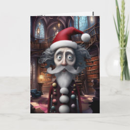 Whimsisches Burtonesque Santa Card Original Design Feiertagskarte