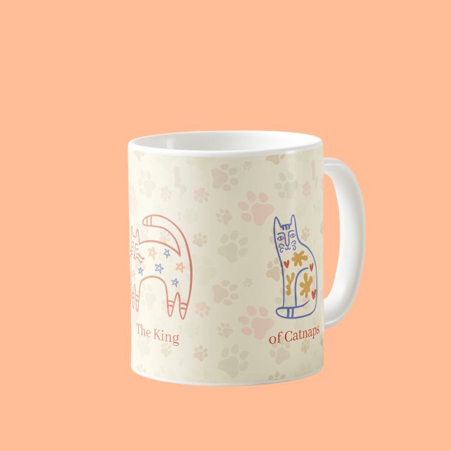 Whimsisches Cat Art Muster Kaffeetasse (Von Creator hochgeladen)
