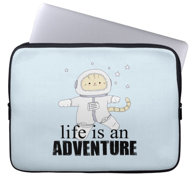Whimsisches Cat Astronaut Life Adventure Laptopschutzhülle (Vorderseite)