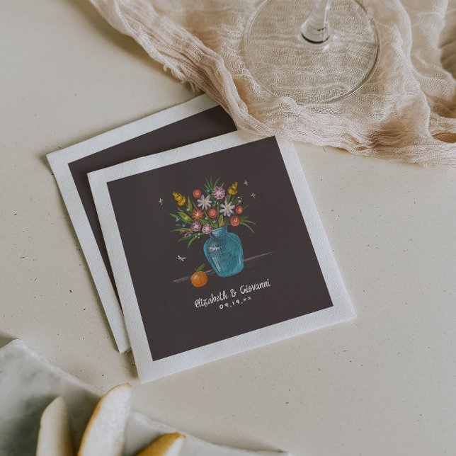 Whimsisches Chalkboard Doodle Art | Hochzeit Serviette (Von Creator hochgeladen)