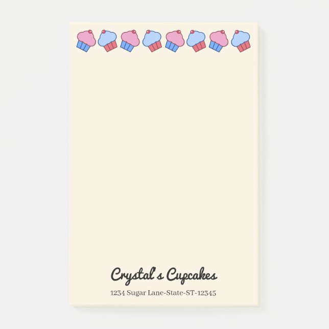 Whimsisches Cupcakes Personalisiert Post-it Klebezettel (Vorderseite)