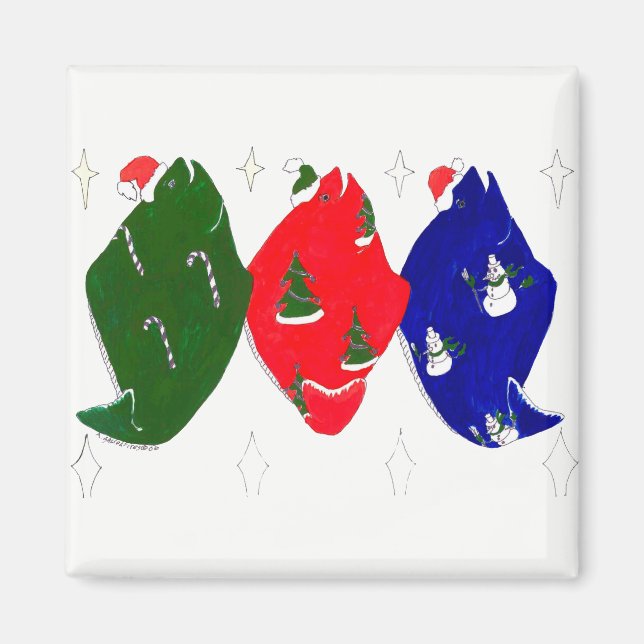 Whimsisches Dekorativ Alaska Weihnachtsschalibut Magnet (Vorne)