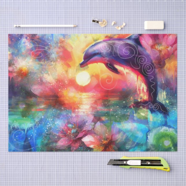 Whimsisches Delphin Coastal nautical Decoupage Seidenpapier (Handwerk)
