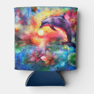 Whimsisches Delphin Coastal Nautical Floral Aquama Dosenkühler