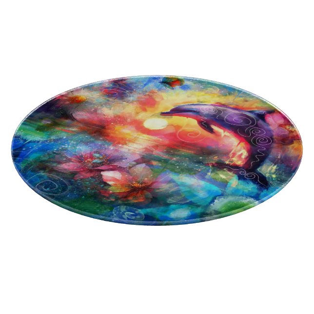 Whimsisches Delphin Coastal Nautical Floral Aquama Schneidebrett (Ecke)