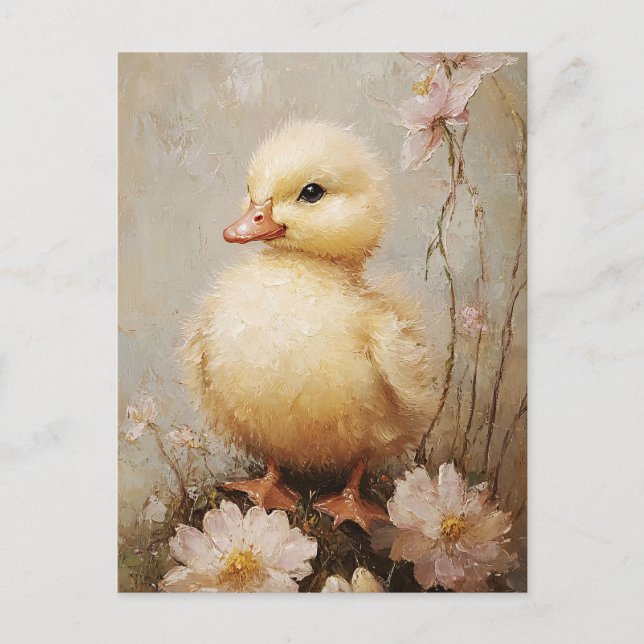 Whimsisches Duckeln mit Blume Frühlingskunst Postkarte (Vorderseite)