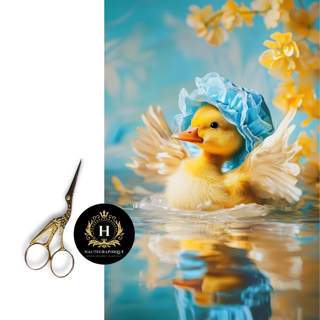 Whimsisches Duckling in Blue Bonnet Decoupage Seidenpapier (Von Creator hochgeladen)