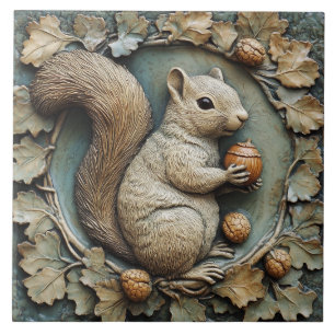 Whimsisches Eichhörnchen & Acorns Imitats Relief Fliese