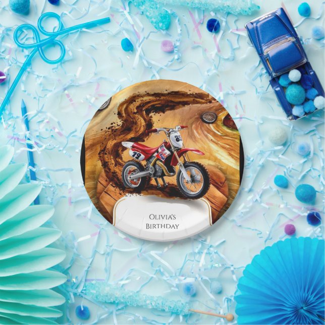 Whimsisches einfaches Motorrad Geburtstag Pappteller (Party)