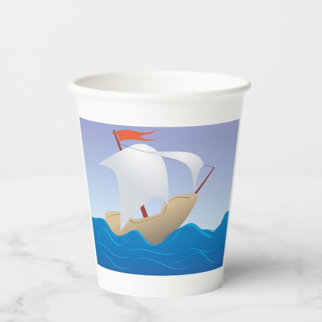 Whimsisches Erdnussboot Minimalistisches Segelschi Pappbecher (Vorderseite)