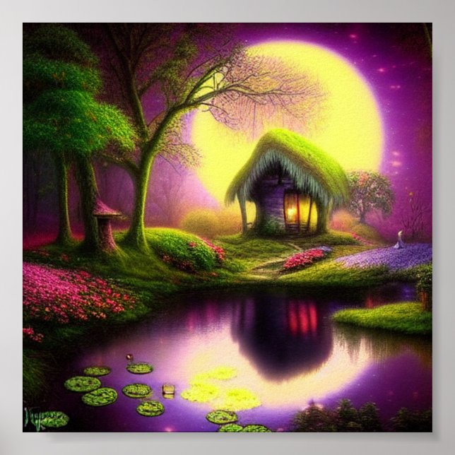 Whimsisches Fantasy-Hütte Poster (Vorne)