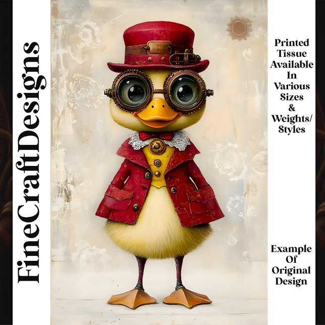 Whimsisches Fantasy Steampunk Duckling L7 Decoupag Seidenpapier (Von Creator hochgeladen)
