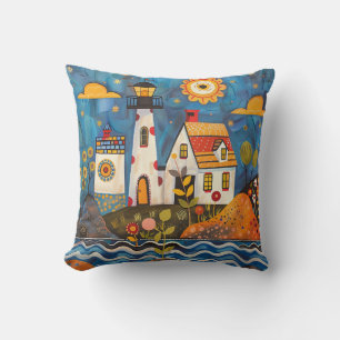 Whimsisches farbiges Blumenlichthaus Kissen