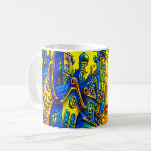 Whimsisches farbiges Haus Kaffeetasse