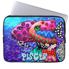 Whimsisches Fischtrio Pisces Nautic Personalisiert Laptopschutzhülle