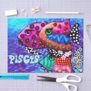 Whimsisches Fischtrio pisces Personalisierte Decou Seidenpapier