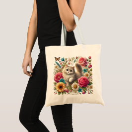 Whimsisches Floral Cat Tote Bag Tragetasche