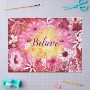 Whimsisches, florales Rosa Blume Decoupage Seidenpapier
